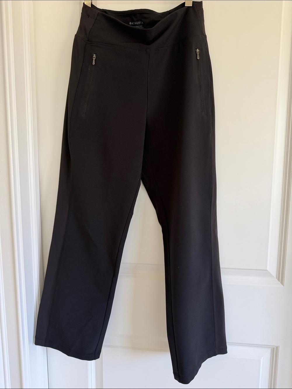 Athleta “Fairway Golf Pant” stretchy Black Zip-Pockets. 6 great condition